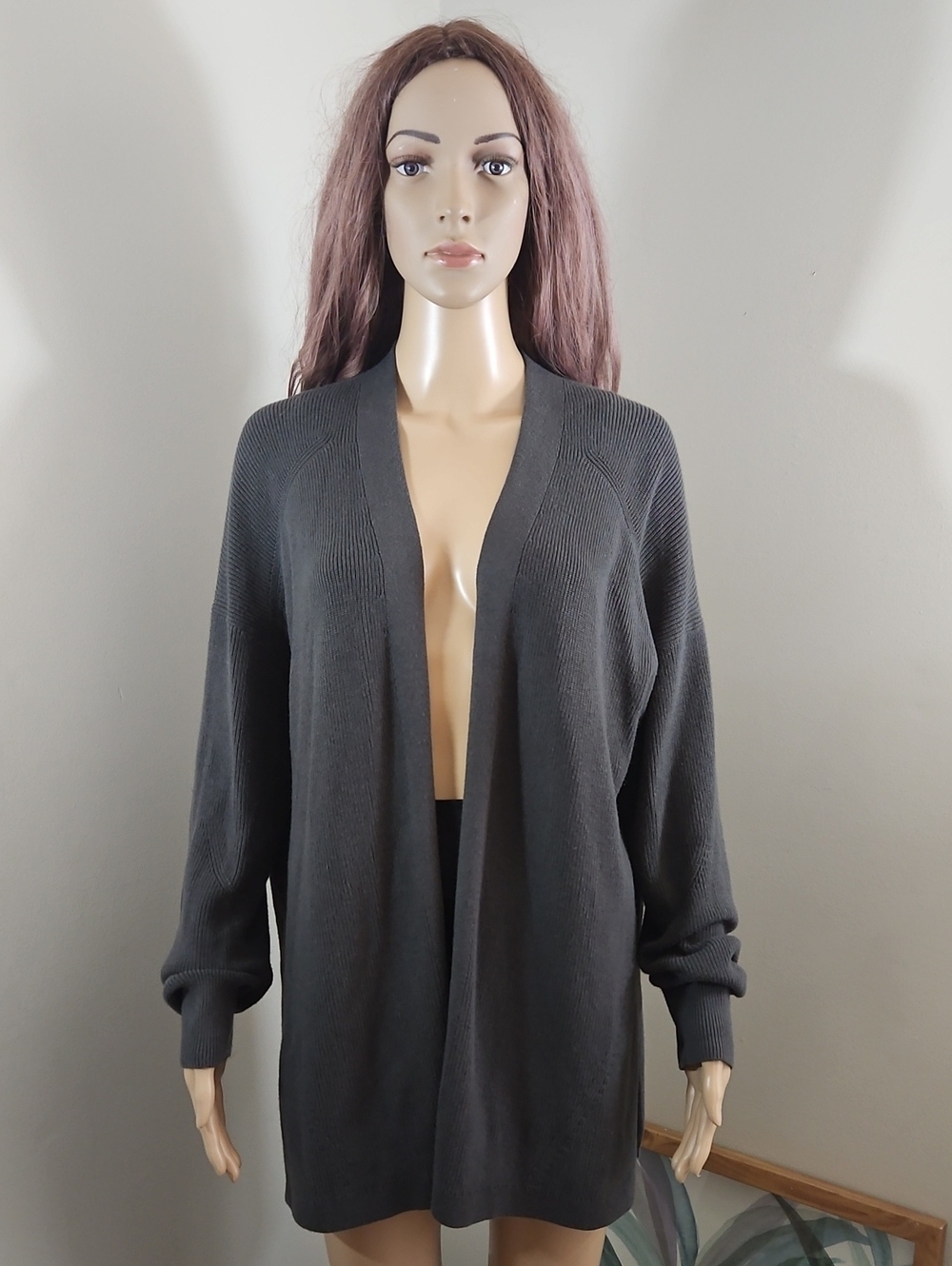 Lululemon Dark Gray Open-Front Women's Cardigan Sweater Size 4 Soft Knit